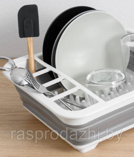 Сушилка-подставка для посуды складная силиконовая 28*34см - фото 4 - id-p203208839
