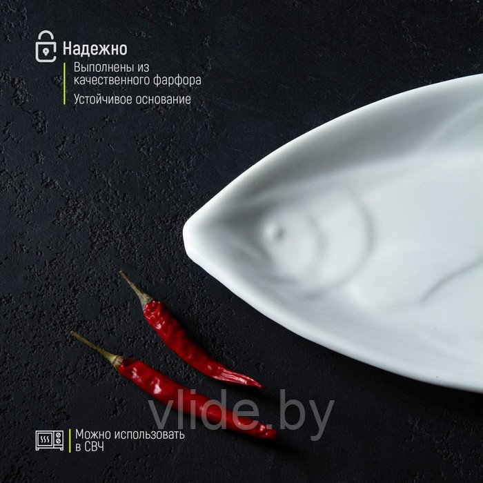Блюдо фарфоровое Magistro «Рыбка», 29×14,5×2 см, цвет белый - фото 4 - id-p203210032