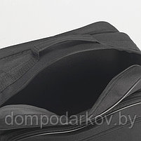 Сумка мужская на молнии, 2 наружных кармана, длинный ремень, цвет чёрный, фото 5