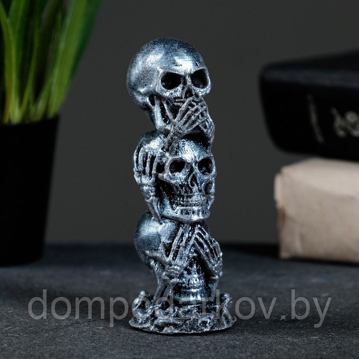 Статуэтка "Три черепа" состаренное серебро, 10х4хх4см - фото 1 - id-p203210649