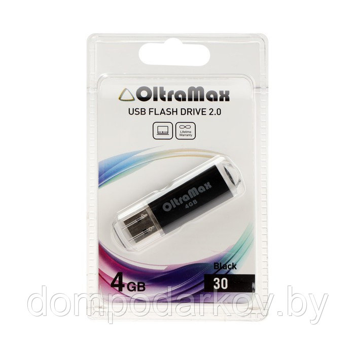 Флешка OltraMax 30, 4 Гб, USB2.0, чт до 15 Мб/с, зап до 8 Мб/с, чёрная - фото 2 - id-p203210729