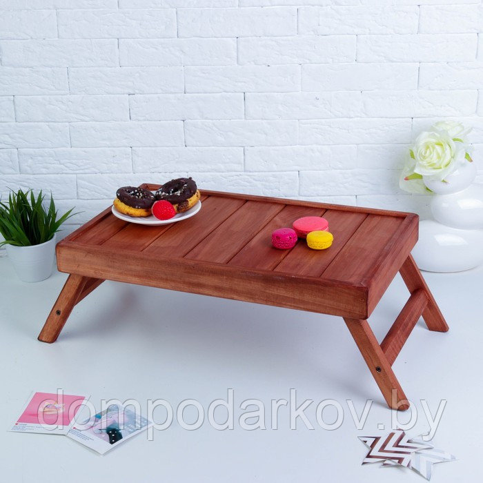 Столик для завтрака складной, 50×30х21см, морёный - фото 1 - id-p203210743