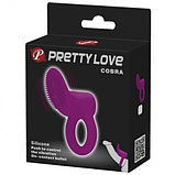 Виброкольцо с клиторальным стимулятором Pretty Love Cobra розовое, фото 8