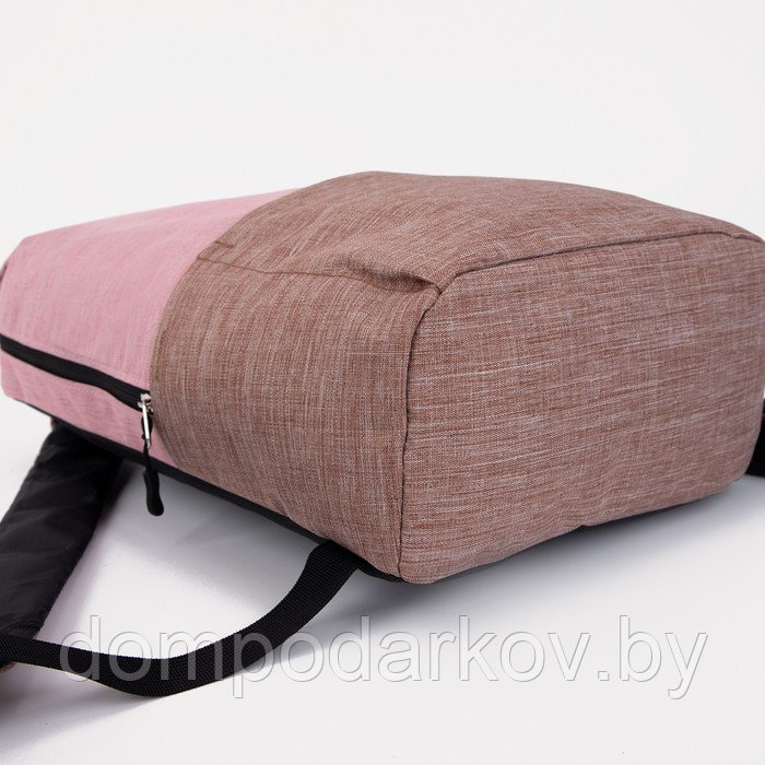 Рюкзак на молнии, наружный карман, цвет розовый/коричневый - фото 2 - id-p203210829