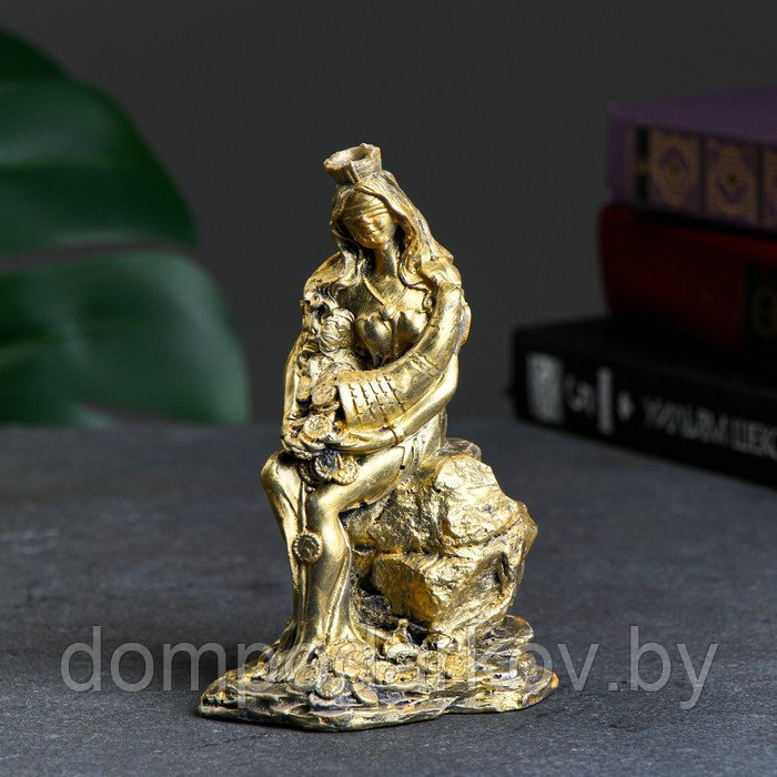 Фигура "Богиня Фортуна с рогом изобилия" золотой, 13х8х8см