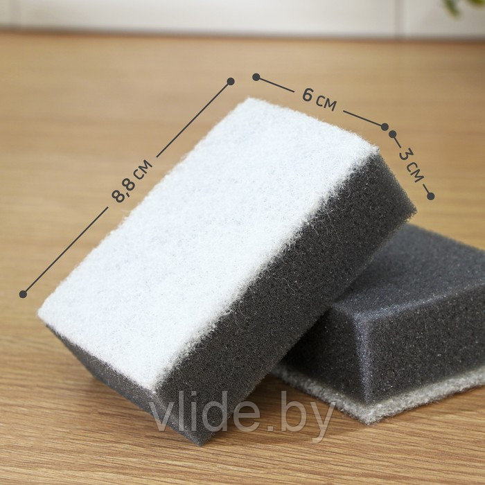 Набор губок для посуды Raccoon, 5 шт, с частицами угля, 8,8×6×3 см, цвет серый - фото 2 - id-p203210322