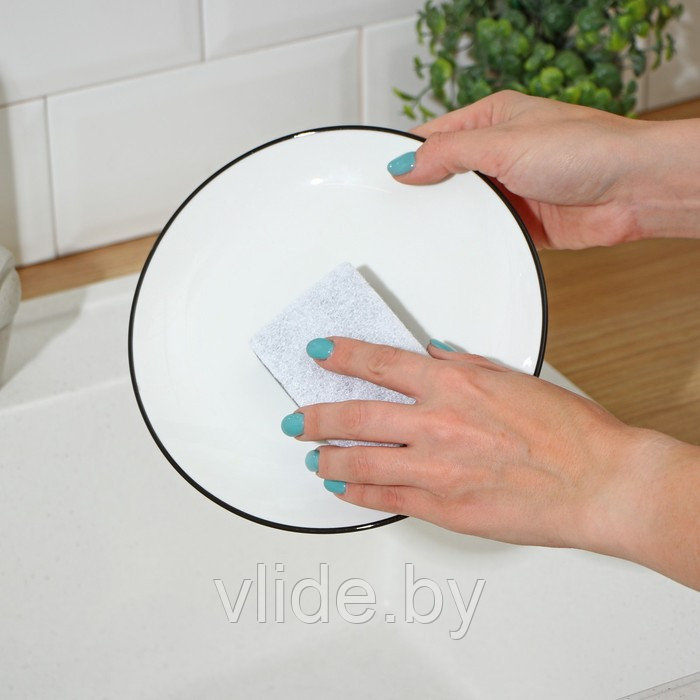 Набор губок для посуды Raccoon, 5 шт, с частицами угля, 8,8×6×3 см, цвет серый - фото 3 - id-p203210322