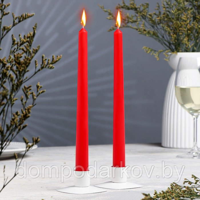 Набор свечей античных, 2,2х 25 см, 2 штуки, красный - фото 1 - id-p203210909