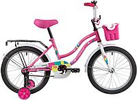 Велосипед NOVATRACK 18 quot;,TETRIS розовый, тормоз нож, крылья цвет, багажник, корзина, защита А-тип