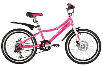 Велосипед NOVATRACK 20 quot; ALICE 6.D розовый,  стальная рама, 6 скор., Shimano TY21/Microshift TS38, дисков