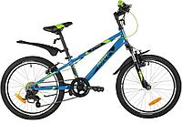 Велосипед NOVATRACK 20 quot; EXTREME 6.V синий, сталь, 6 скор., Shimano TY21/Microshift TS38, V- brake тормо