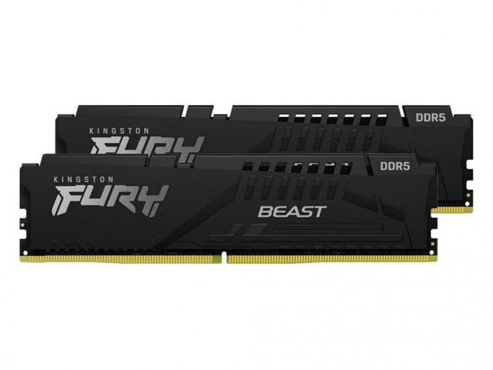 Модуль памяти Kingston Fury Beast Black DDR5 DIMM 5600MHz PC-44800 CL40 - 64Gb Kit (2x32Gb) KF556C40BBK2-64 - фото 1 - id-p202889034
