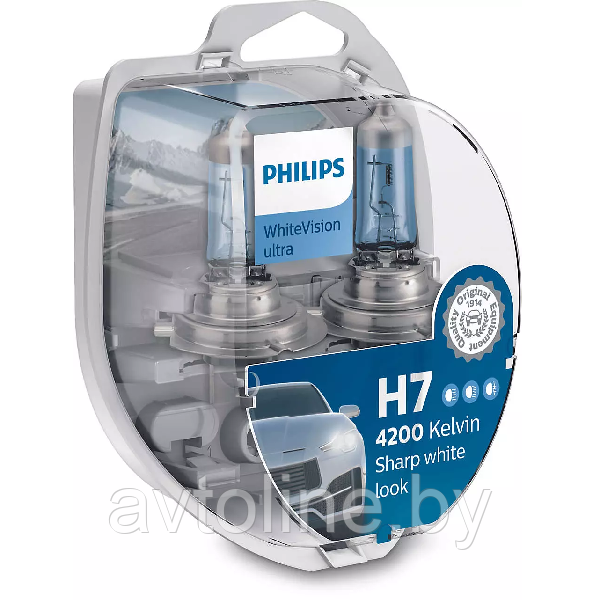 Автомобильная лампа H7 Philips WhiteVision Ultra +W5W (комплект 2 шт) 12972WVUSM