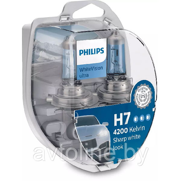 Автомобильная лампа H7 Philips WhiteVision Ultra +W5W (комплект 2 шт ...
