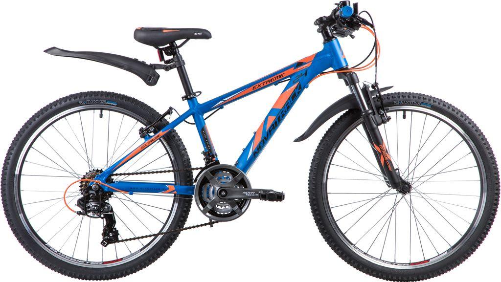 Велосипед NOVATRACK 24 quot; EXTREME 21.V alloy, алюм.рама 13 quot; синий, 21-скор, TY300/TS38/TZ500, V-brake - фото 1 - id-p203214986