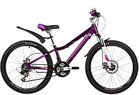 Велосипед NOVATRACK 24 quot; NOVARA алюм.рама 11, фиолетовый, 18-скор, TY21/TS38/SG-6SI, диск.торм.STG