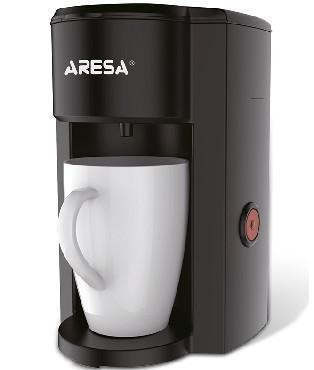 Капельная кофеварка на одну чашку электрокофеварка с многоразовым фильтром ARESA AR-1610 черная - фото 1 - id-p203117958