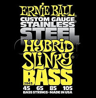 Ernie Ball P02843 Stainless Steel Hybrid Slinky Комплект струн для бас-гитары, 45-105, сталь