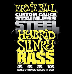 Ernie Ball P02843 Stainless Steel Hybrid Slinky Комплект струн для бас-гитары, 45-105, сталь