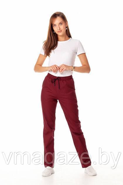 Медицинские брюки,женские (цвет бордовый) - фото 2 - id-p198366644