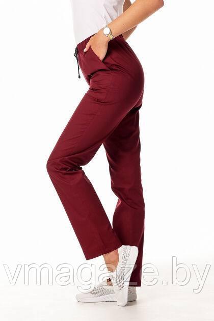 Медицинские брюки,женские (цвет бордовый) - фото 3 - id-p198366644