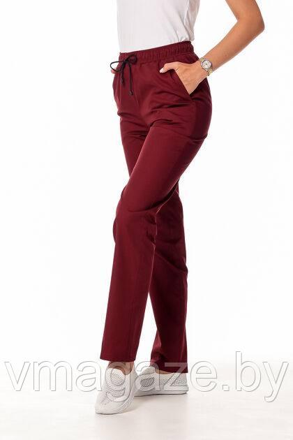 Медицинские брюки,женские (цвет бордовый) - фото 4 - id-p198366644