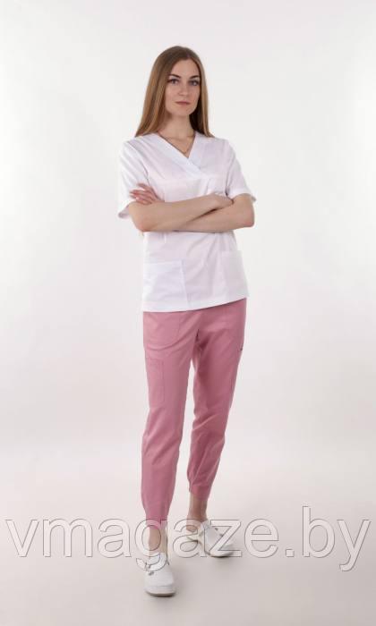 Медицинские брюки,джоггеры(цвет пудровый) - фото 2 - id-p198370451
