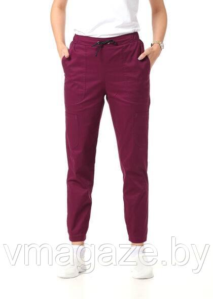 Медицинские брюки,джоггеры(цвет бордовый) - фото 1 - id-p198369559
