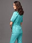 Медицинская женская блуза со стрейчем(приталенная,т-серый), фото 4