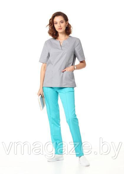 Медицинская женская блуза хирургичка (цвет серый) - фото 3 - id-p198357095