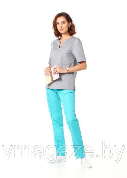 Медицинская женская блуза хирургичка (цвет серый) - фото 4 - id-p198357095