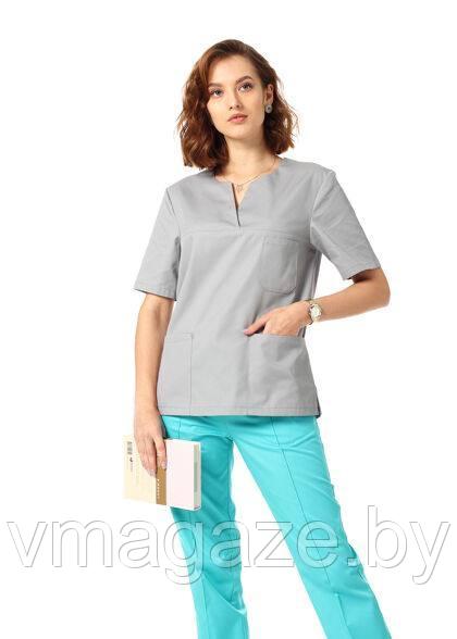 Медицинская женская блуза хирургичка (цвет серый) - фото 5 - id-p198357095