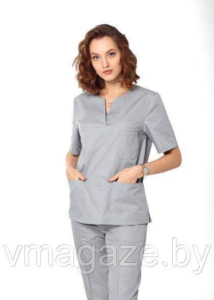 Медицинская женская блуза хирургичка (цвет серый) - фото 8 - id-p198357095