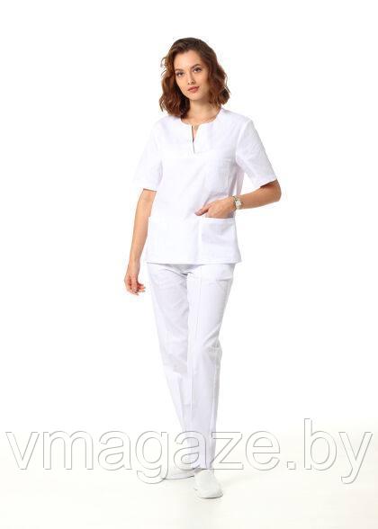 Медицинская женская блуза хирургичка (цвет белый) - фото 2 - id-p198361724