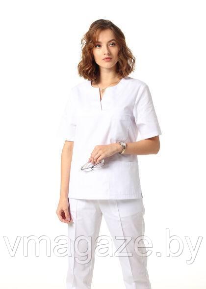 Медицинская женская блуза хирургичка (цвет белый) - фото 6 - id-p198361724