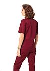 Медицинская женская блуза хирургичка (цвет бордовый), фото 4