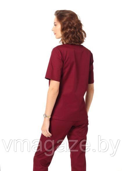 Медицинская женская блуза хирургичка (цвет бордовый) - фото 4 - id-p198359012
