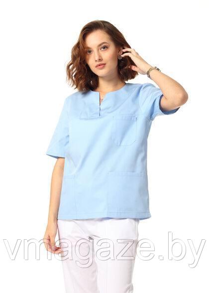 Медицинская женская блуза хирургичка (цвет голубой) - фото 4 - id-p198362045