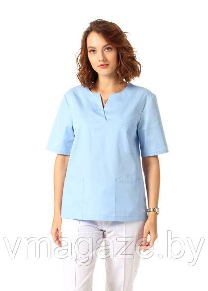 Медицинская женская блуза хирургичка (цвет голубой) - фото 5 - id-p198362045