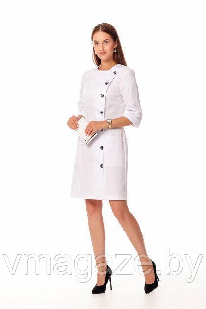 Медицинский халат,женский(цвет белый с застежкой на пуговицах) - фото 4 - id-p198050281