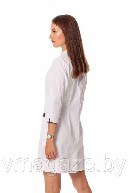 Медицинский халат,женский(цвет белый темно-синяя отделка) - фото 2 - id-p198050610