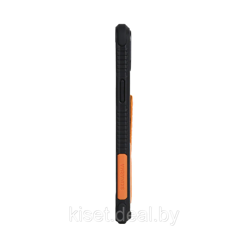 Чехол-накладка противоударный SKINARMA Shingoki для Apple iPhone 13 с подставкой черный оранжевый - фото 2 - id-p203249230