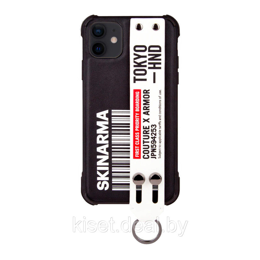 Чехол-накладка противоударный SKINARMA Bando Apple iPhone 12 mini с подставкой черный - фото 1 - id-p203249233