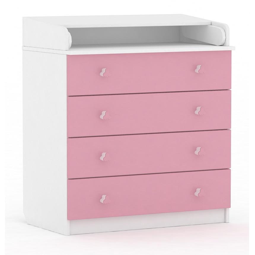 Комод Polini Kids Simple 1580 белый/роза