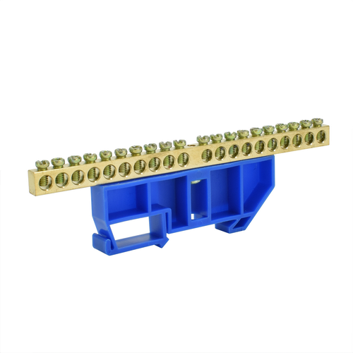 Шина нулевая изолированная ШНИ 6х9 мм 20 отверстий с DIN-изолятором синяя ETP - фото 1 - id-p201243839