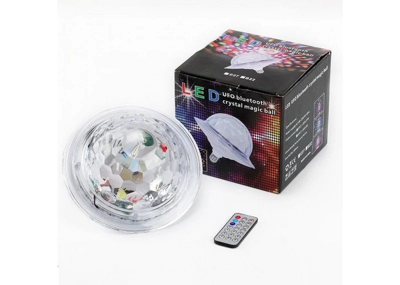 Светодиодный дискошар НЛО в патрон E27 LED UFO Bluetooth Crystal Magic Ball с пультом (6 цветов) - фото 1 - id-p203254830