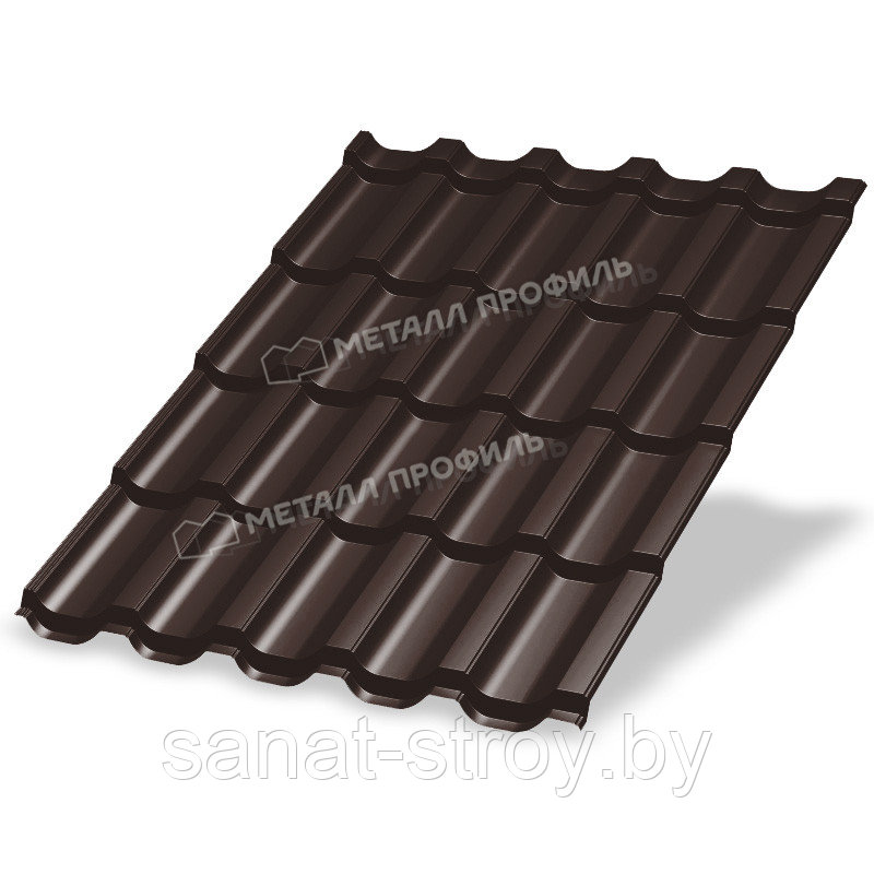 Металлочерепица МП Трамонтана-S (VikingMP-01-8017-0.45) RAL 8017 Коричневый шоколад