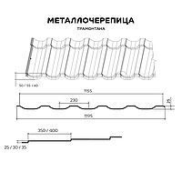 Металлочерепица МП Трамонтана-M (VikingMP-01-7016-0.45) RAL 7016 Антрацитово-серый