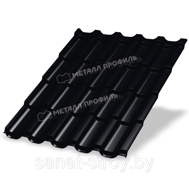 Металлочерепица МП Трамонтана-S (VikingMP E-20-9005-0.5)  RAL 9005 Черный темный