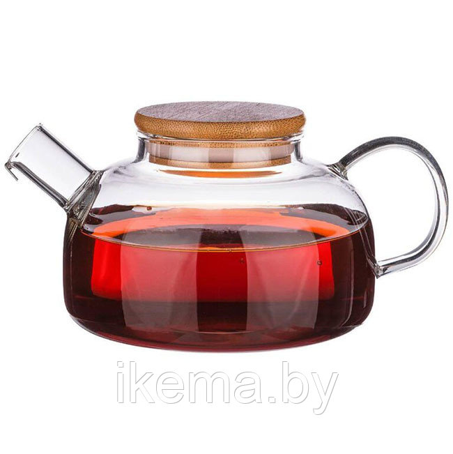 Чайник стеклянный Заварочный с деревянной крышкой "Glassy" 1000 мл. (GL22-10) - фото 1 - id-p203293572